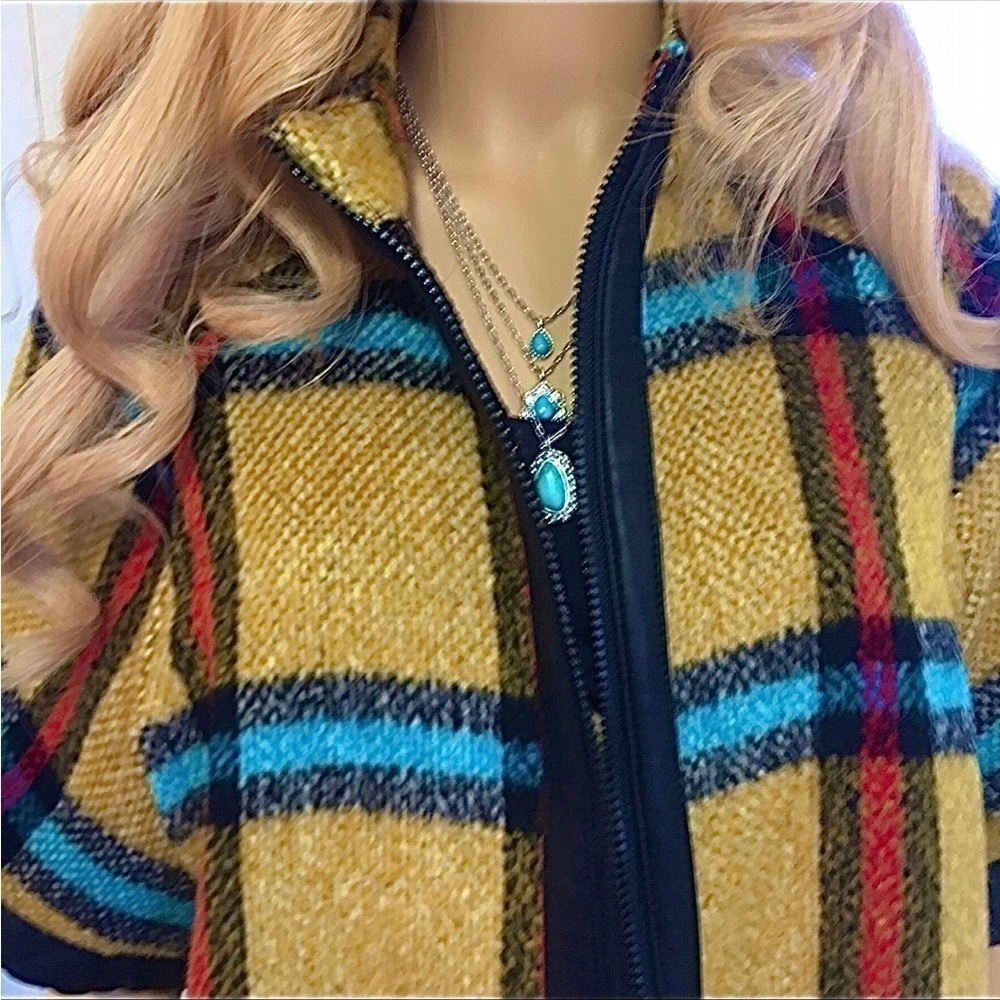 ISLE Melis Kozan designer sweater jacket in excellent condition gold, teal, bla…